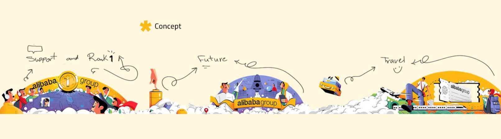 گرافیک محیطی دفتر علی‌بابا در گرگان