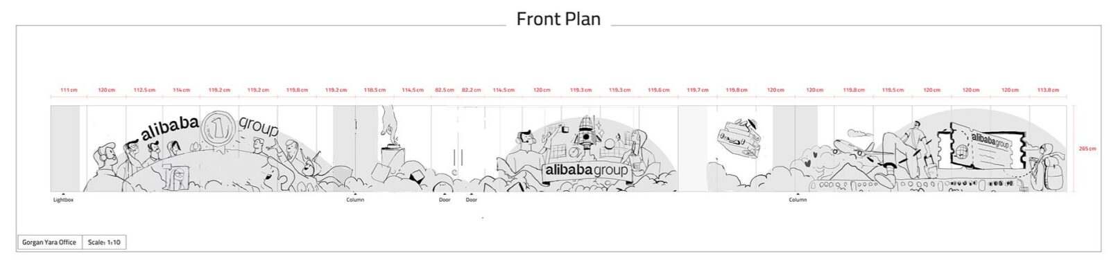 گرافیک محیطی دفتر علی‌بابا در گرگان