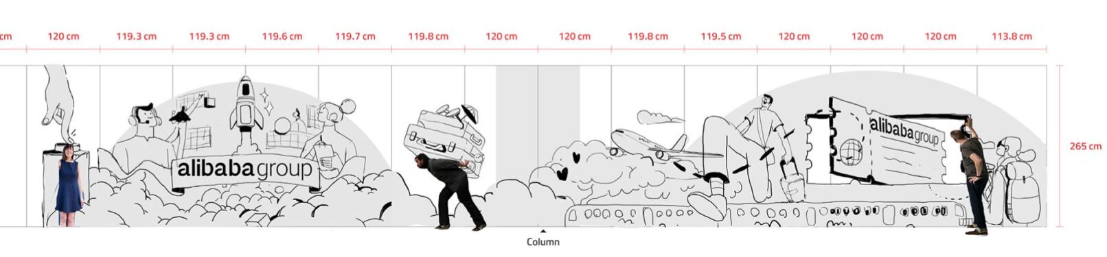 گرافیک محیطی دفتر علی‌بابا در گرگان